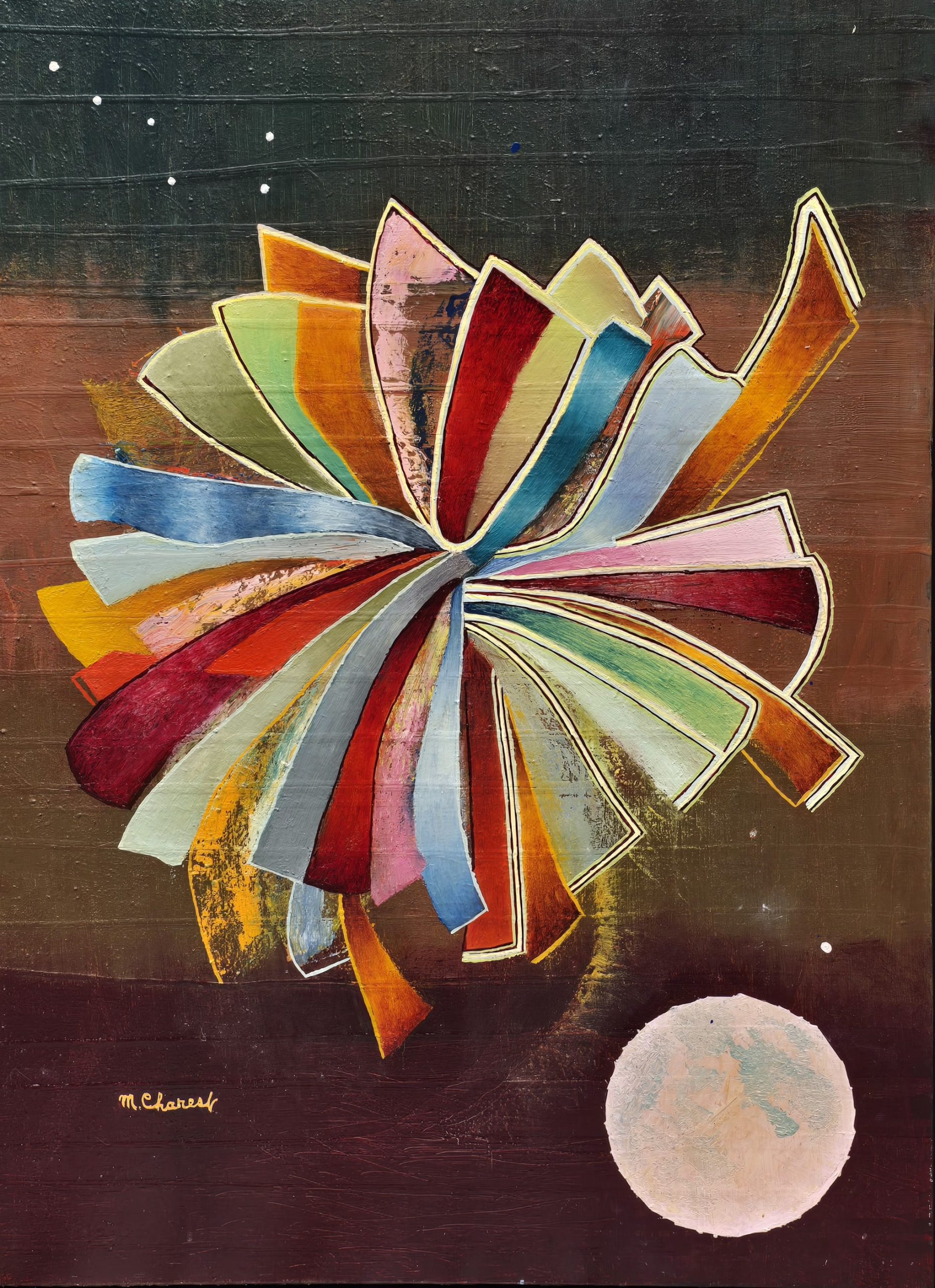 Tableau original Lever héliaque de Marcel Charest, acrylique sur toile, 122 × 91 cm